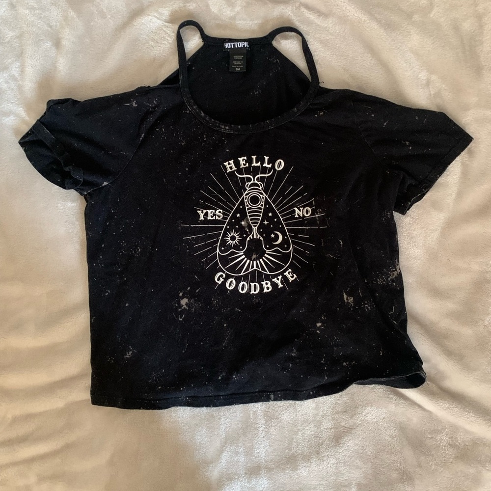 Black shirt with cut outs on the shoulders